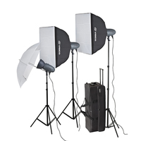 Набор студийного света комплект Arsenal VISICO VT-300x3 KIT (VT-300-3, рефл.-2, софт, зонт, тубус, шторки, радио, стойка-3, сумка)