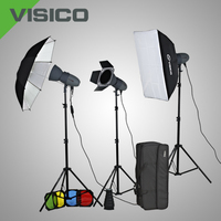 Набор студийного света комплект Arsenal VISICO VL-300 Plus x3 (VL-300-3, софт, зонт, тубус, стойка-3, радиосинхронизатор, сумка)